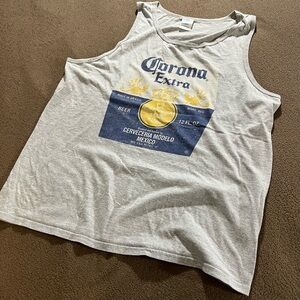 CORONA EXTRA BEER TANK TOP MENS LARGE GRAY GRAPHIC PORT & COMPANY